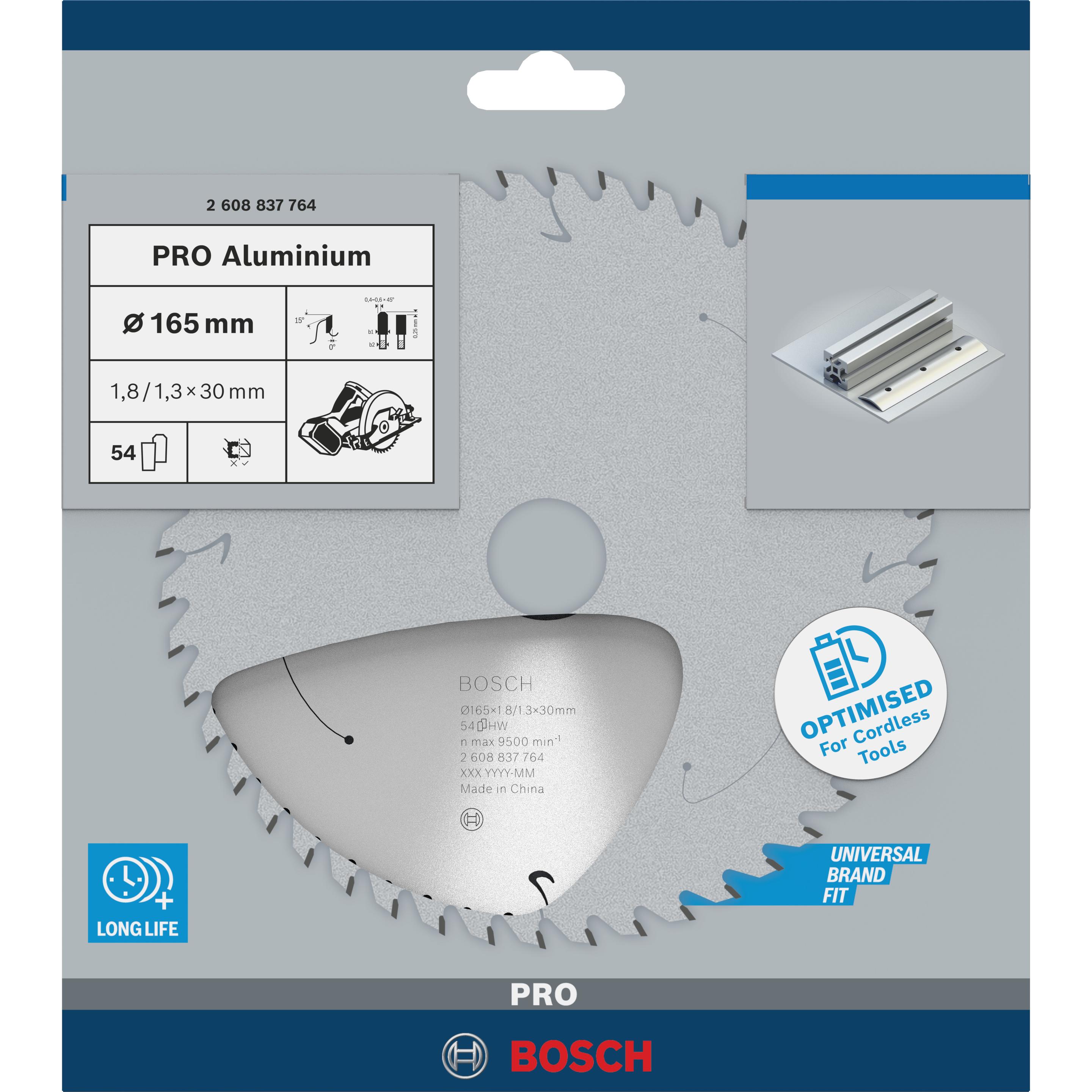 Thumbnail - Bosch Professional Zubehör, Sägeblatt, PRO Aluminium cordless Kreissägeblatt, 165 x 1,8 x 30 mm