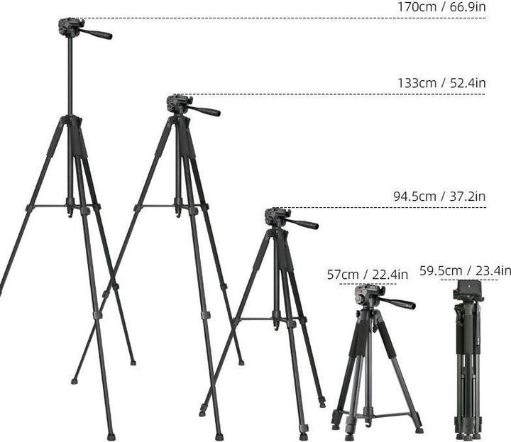 Actual product image Hurtel Aluminum photographic tripod with adjustable base - gray (Metal)