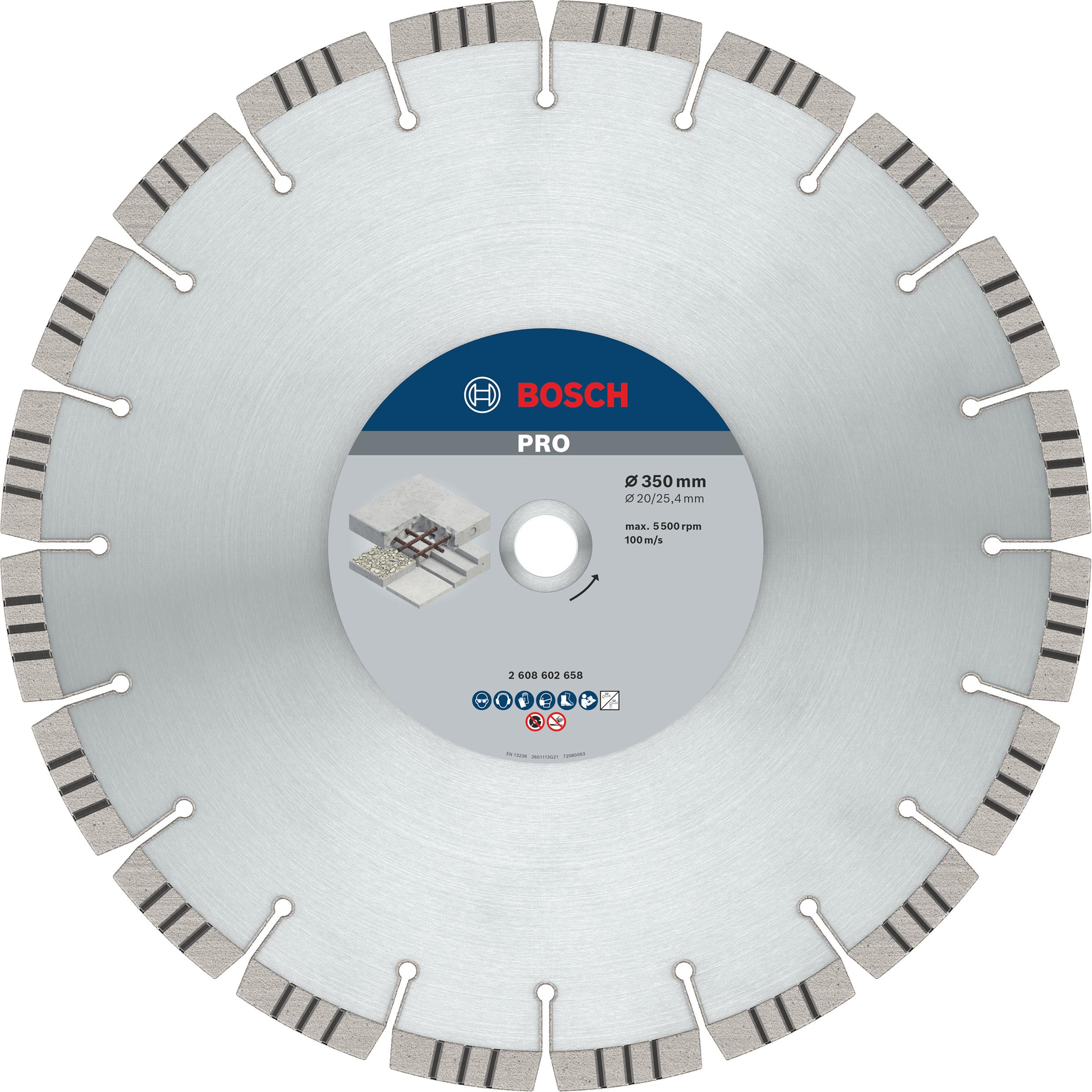 Bosch Professional Zubehör, Lama, Disco diamantato PRO Concrete, 350 x 20/25,4 mm