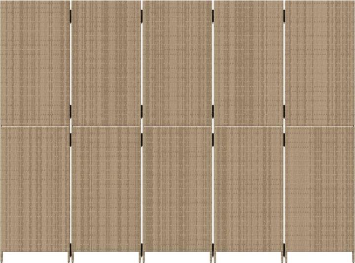 Produktbild vidaXL Paravent 5-tlg. Beige Poly Rattan,Farbe: Beige,Material: Poly