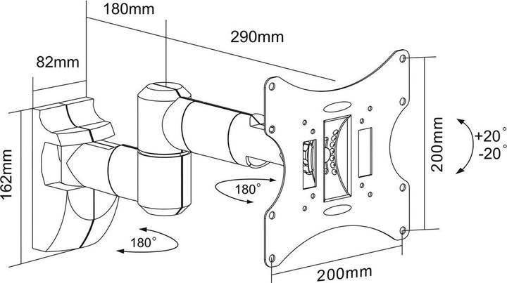 Actual product image Maclean Uchwyt ścienny MC-503A B 23" - 42" (Wall, 42", 30 kg)