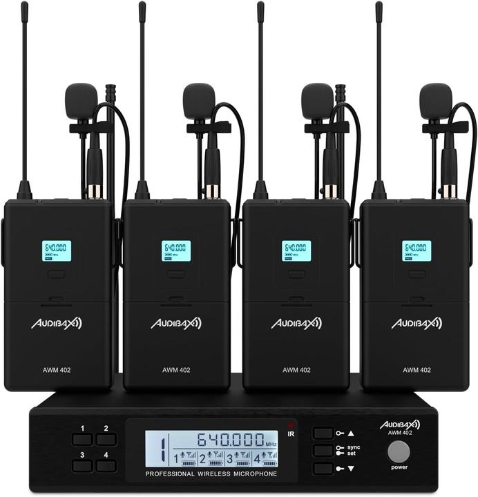 Immagine prodotto Audibax Microfono lavalier wireless 4 canali UHF con connettore mini-XLR