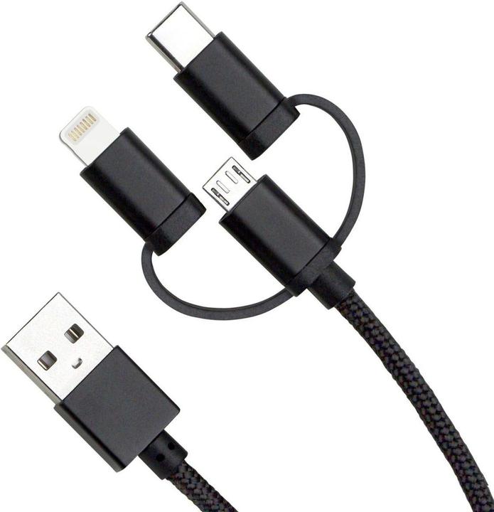 Produktbild fontastic Prime Trio USB A - Lightning/Micro USB/Type-C (1.20 m, USB 2.0)