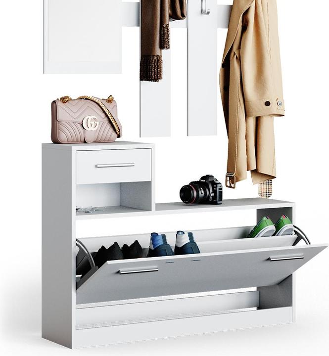 Produktbild Vicco Garderobe Billy, Weiss, 100 x 111.6 cm
