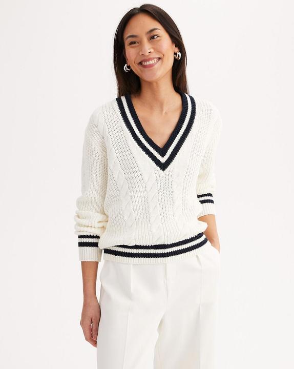 Anne Weyburn V-Pullover mit Zopfmuster (46)