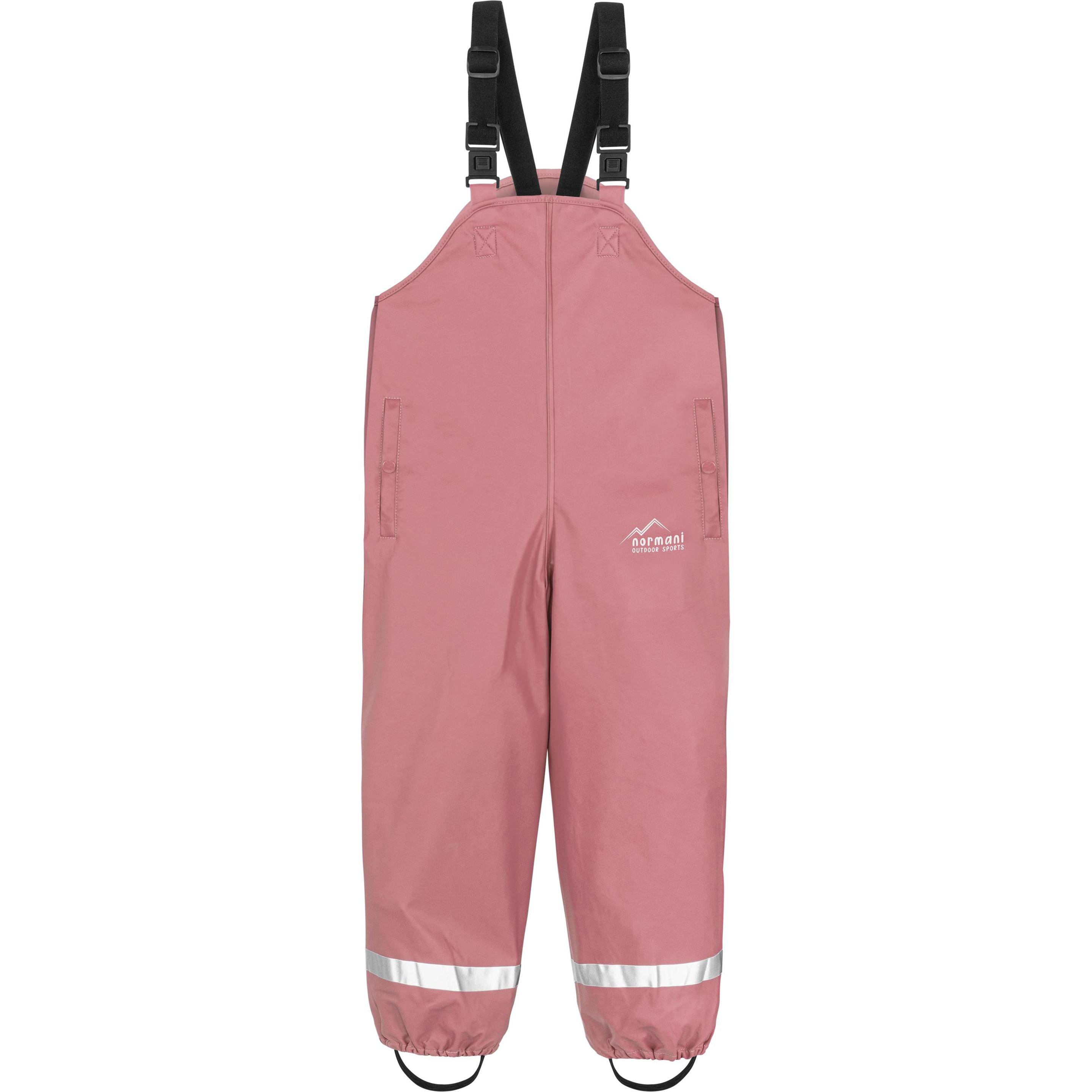 Normani, Herren, Outdoorhose, Kinder Regenhose mit Hosenträgern „Skjolden“ - 9251 (110), Rosa, 110