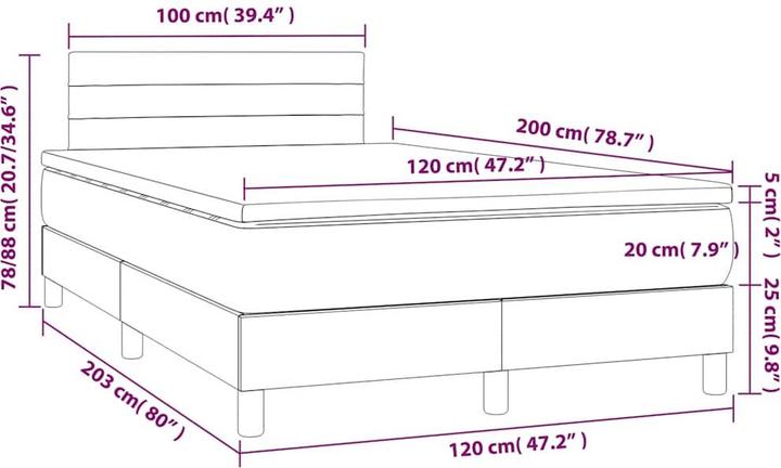 Produktbild vidaXL Boxspringbett (120 x 200 cm)