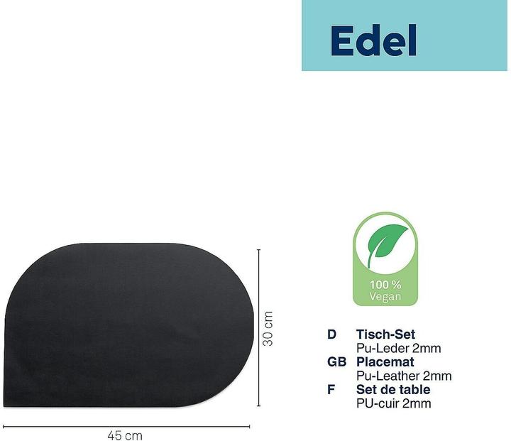 Image du produit Kela Set de table Edel noir (1 pcs, 45 x 30 cm)