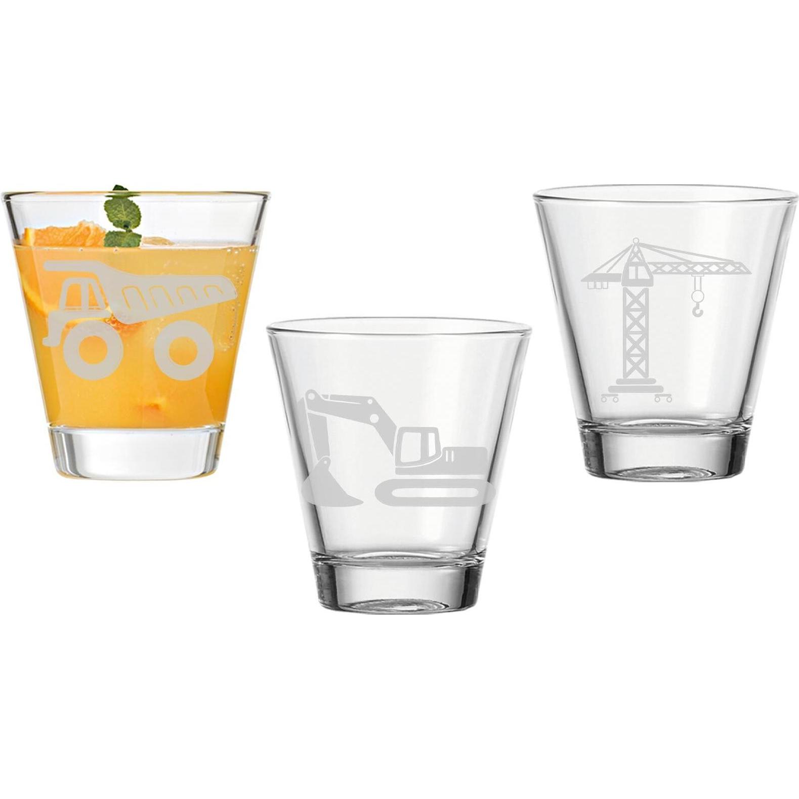 Luxentu Kinderbecher Baustellenfahrzeuge, Trinkgläser, Transparent