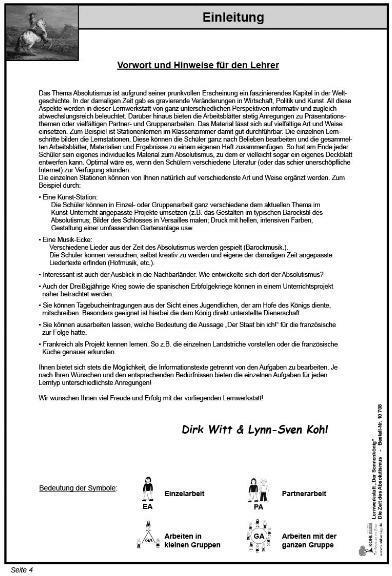 Nährwerte und Zutaten Lernwerkstatt - Der Sonnenkönig' (Ludwig XIV.) Die Zeit des Absolutismus (Deutsch, KOHL VERLAG Der Verlag mit dem Baum, 2007)
