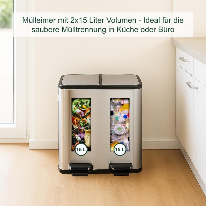 Immagine prodotto Relaxdays Mülleimer Küche 2x 15 Liter (30 l)