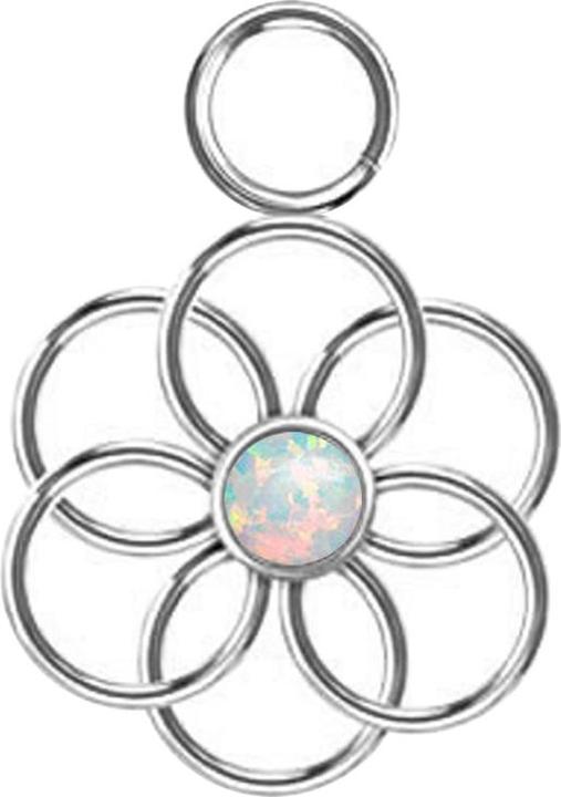 Immagine prodotto Star Piercing Anhänger silber Opal weiss Blume des Lebens (senza ottone, Acciaio chirurgico 316L)