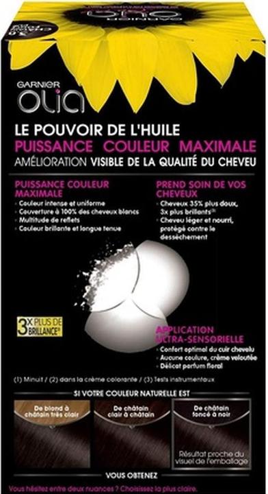 Actual product image Garnier Olia Ammonia-Free Oil-Based Chestnut Hair Dye (3.0 châtain foncé pur)