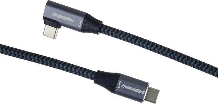 Actual product image PremiumCord USB-C curved cable (USB 3.2 GEN 2x2, 5A, 100W, 20Gbit/s) cotton braid, 3m (3 m, USB 3.2 Gen 2x2, 100 W)