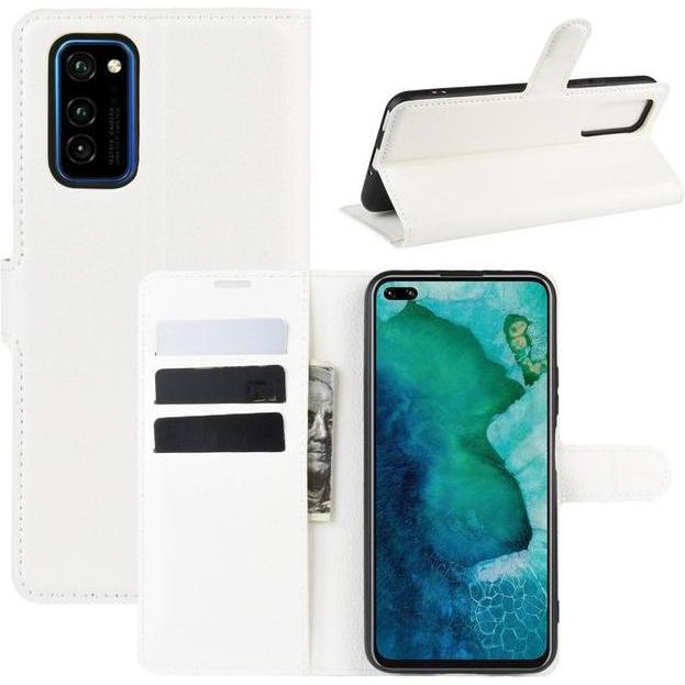 Thumbnail - MU Classic Litchi Leder Bookcover Series (Honor V30, Honor V30 Pro), Smartphone Hülle, Weiss