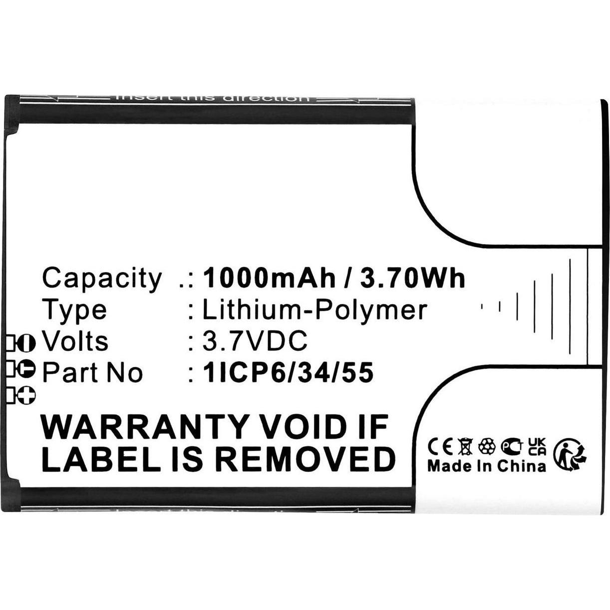 CoreParts Battery 3.7V 1000mAh 3.70Wh, Smartphone Akku