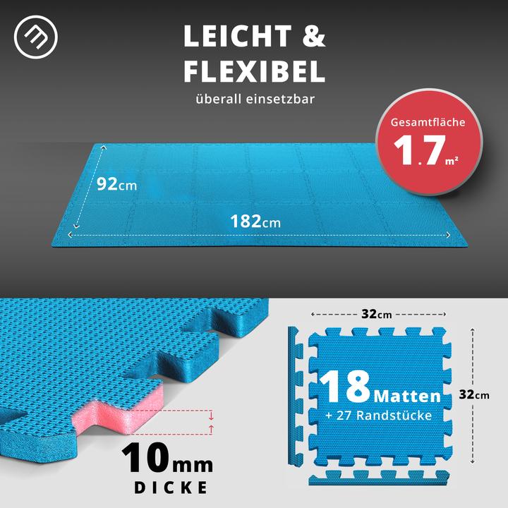 Image du produit BeMaxx Schützendes Puzzle-Mattenset, 18 Stück Blau (1 cm)