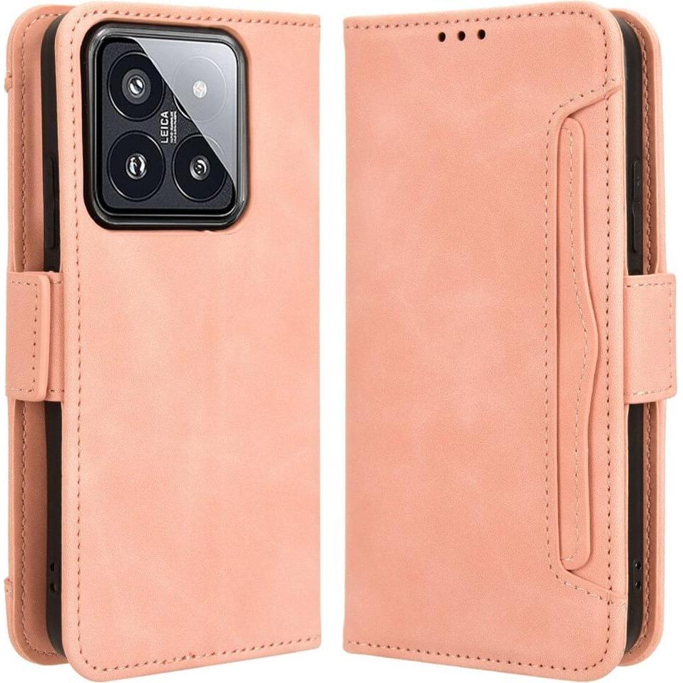 Cover-Discount Xiaomi 14 - Etui mit vielen Kartenfächer rosa (Xiaomi 14), Smartphone Hülle, Rosa