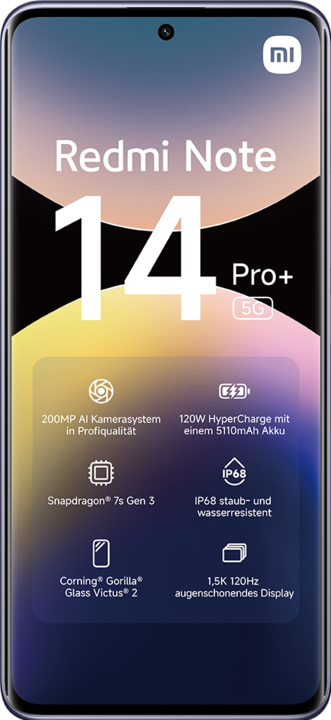 Produktbild Xiaomi Redmi Note 14 Pro+ 5G (256 GB, Lavender Purple, 6.67", Dual SIM, 200 Mpx, 5G)