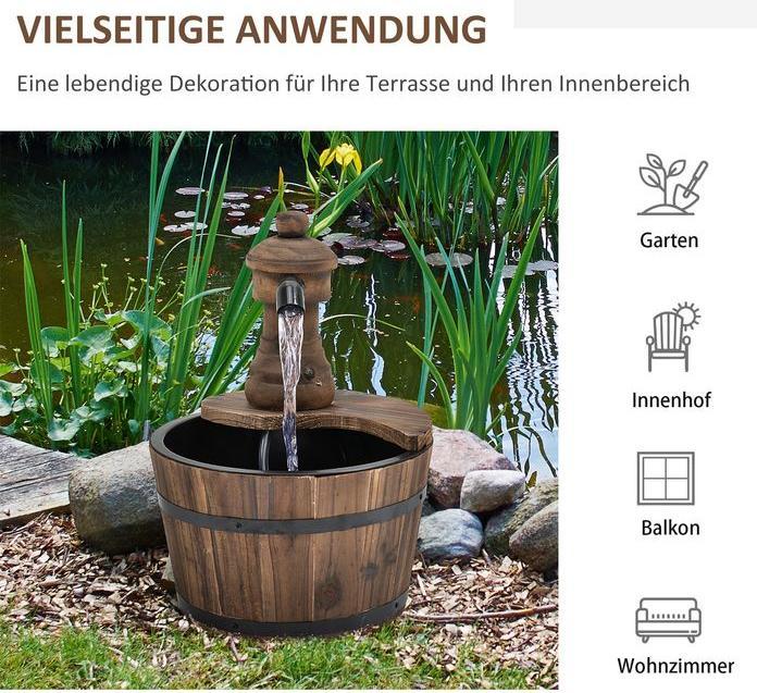 Immagine prodotto Swisshandel24 Fontana da giardino, legno di abete + metallo legno naturale