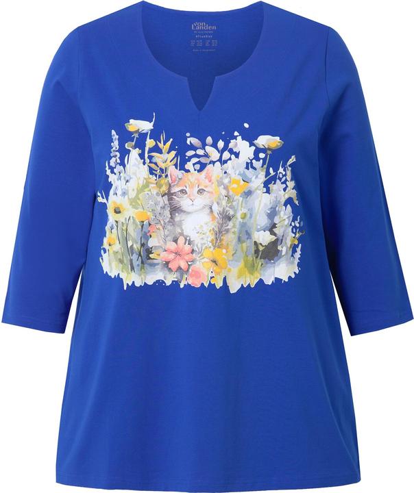 Immagine prodotto Ulla Popken Maglia dal taglio svasato con fiori, scollo a tunica e maniche a 3/4 (42, 44)