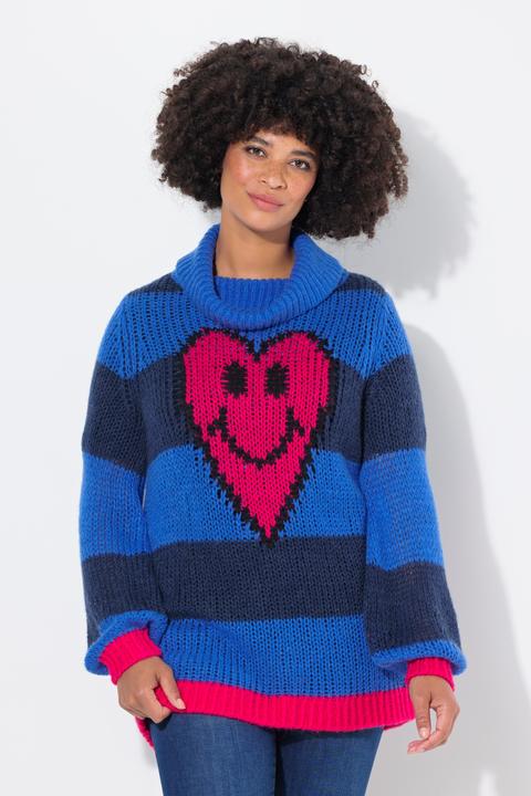 Actual product image Angel of Style Sweater with block stripes and heart smiley (50, 52)