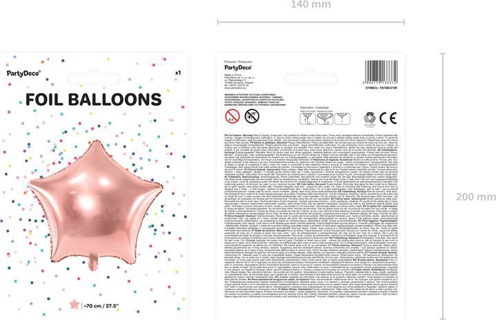 Image du produit Partydeco Foil balloon Star, 70cm, rose gold (1 pkt / 1 pc.) (1 x)