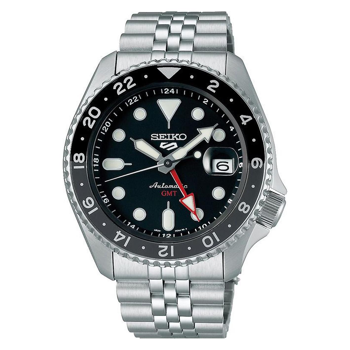 Seiko, Armbanduhr, 5 Sports Gmt, Silber, (Analoguhr, 42 mm)