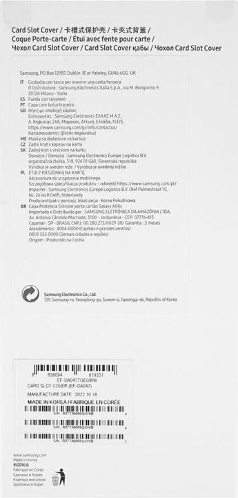 Valori nutrizionali e ingredienti Samsung Coperchio dello slot della scheda (Samsung Galaxy A04S)