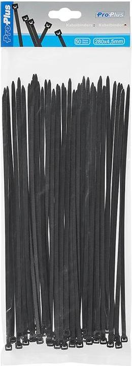 Actual product image ProPlus Cable tie black 4.5x280mm 50 pcs. (Plastic cable ties, 140 mm, 50 pcs.)