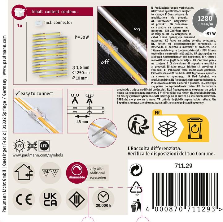 Actual product image Paulmann MaxLED 1000 Full-Line COB Stripe (Daylight, 250 cm, Indoor)