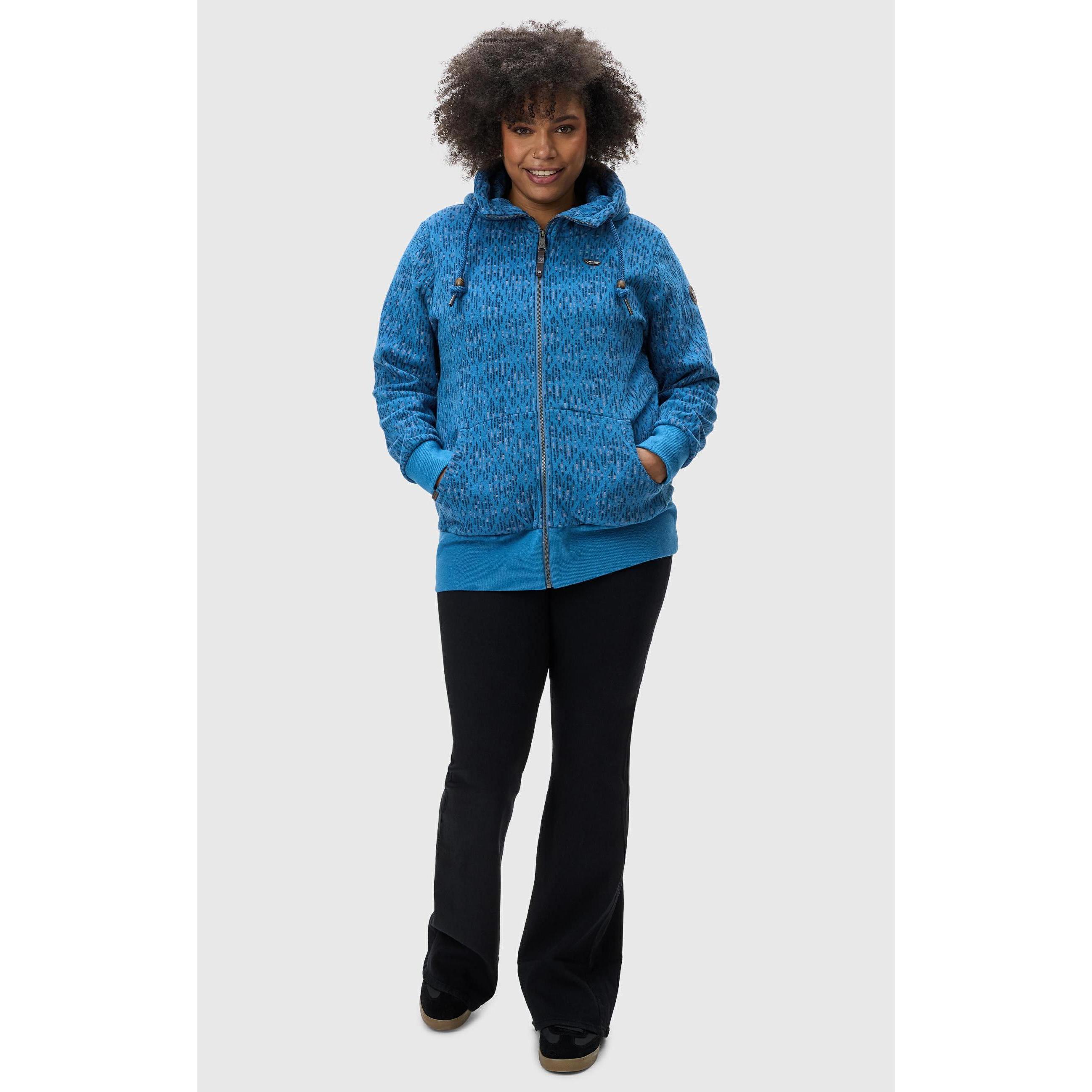 Thumbnail - Ragwear, Damen, Pullover, Neska Print Zip Plus, Blau, (44)