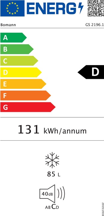 Energie-Label Bomann Gs 2196 S (Freistehend, 85 l)