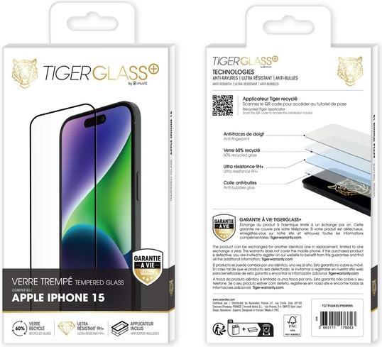 Image du produit Tiger Film de verre recyclé (1 pcs, Apple iPhone 15)