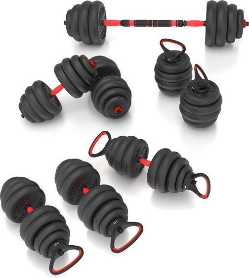 Produktbild HMS 6IN1 GEWICHTSSATZ SGN1340 (LANGHANTEL KURZHANTEL UND KETTLEBELL) 40KG