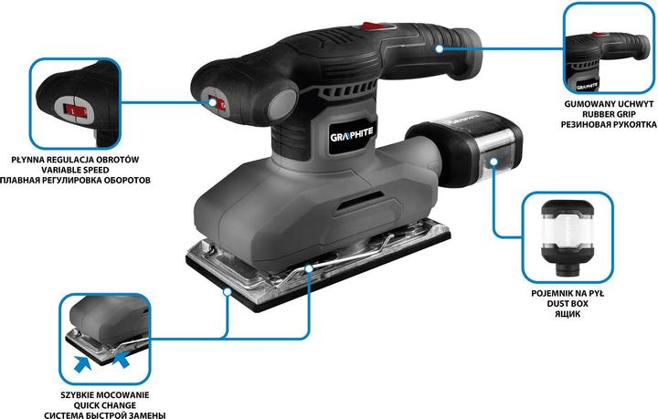 Image du produit Graphite šlifavimo staklės Siliavimo šlifavimo staklės (260W šlifavimo staklės, 90 x 187 mm pėdos) (Ponceuse excentrique, 260 W)