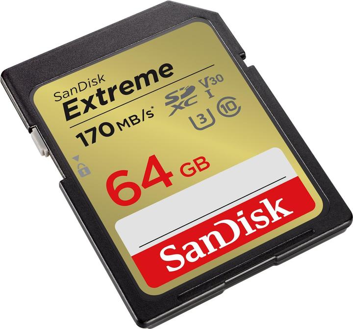 Productafbeelding SanDisk Extreme SDXC /s UHS-I U3 (64 GB, SDXC, U3, UHS-I)