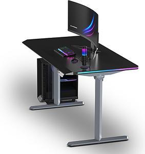 Actual product image Ultradesk Gaming-Tisch QUEST, 140x70cm, 72-120cm, grau-schwarz