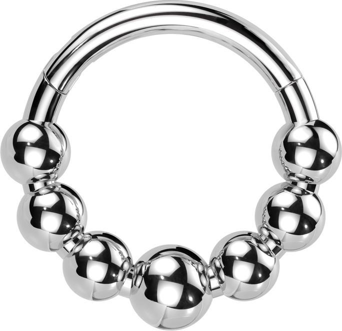Actual product image Star Piercing Micro segment ring foldable silver seven balls (Titanium, without brass)