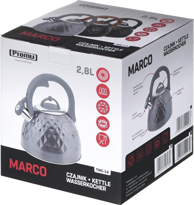 Produktbild Promis TMC14G Wasserkocher 2 8 l MARCO grau glänzend (3 l)