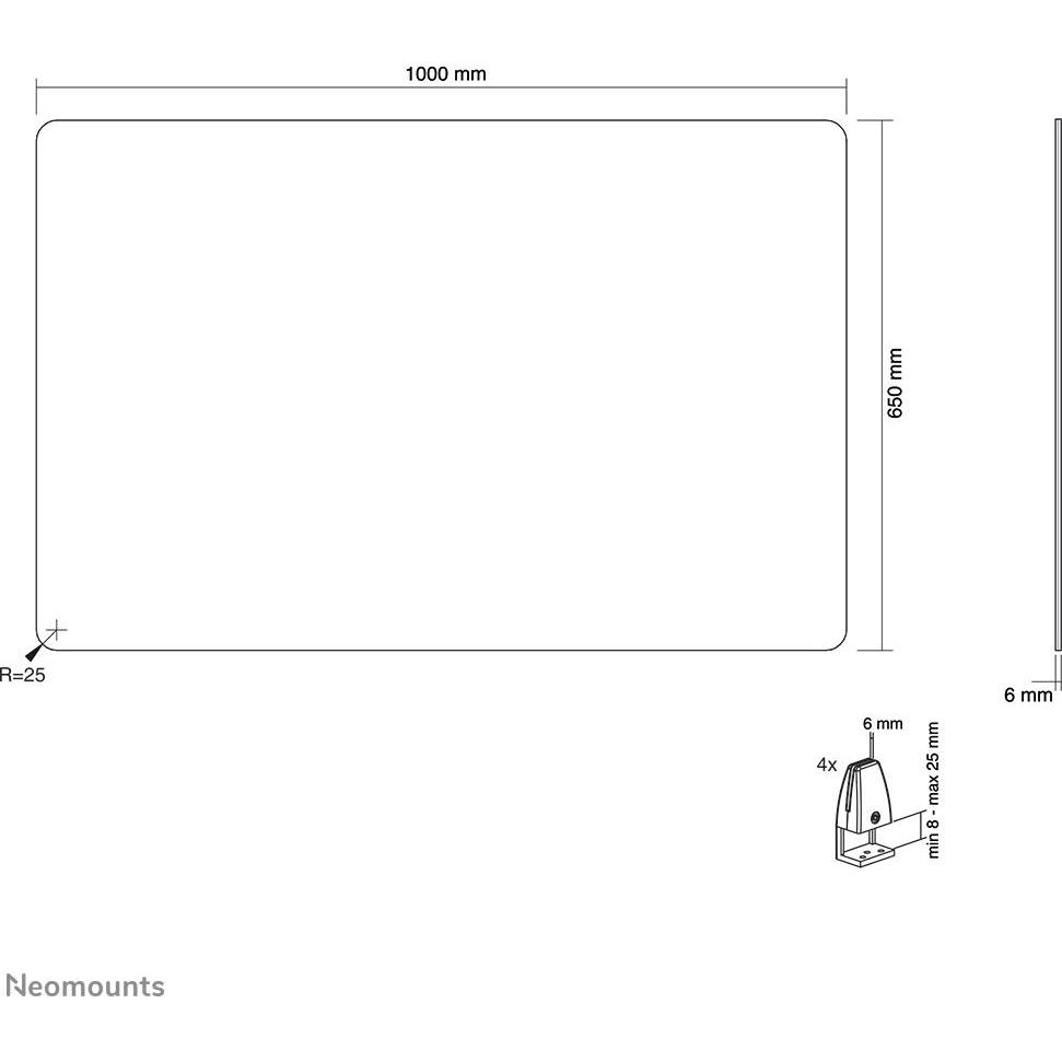 Neomounts, Schreibtisch Accessoire, Transparenter Schutzschirm - Transparent - 1 Stück(e) - Landschaft - 6 mm - 1000