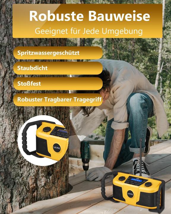 Actual product image Ueme Baustellenradio mit DAB+ und Bluetooth (DAB+, Bluetooth)