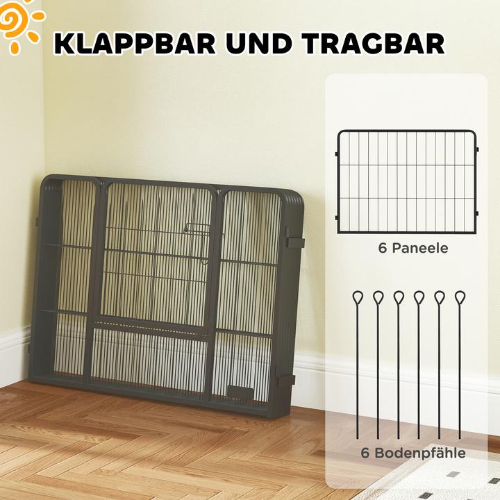 Immagine prodotto PawHut Welpenauslauf Stahl Schwarz (Gabbia per cani)