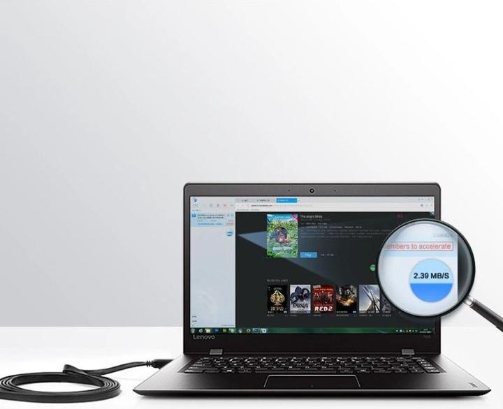 Image du produit Ugreen NW107 Câble réseau rond Ethernet RJ45, Cat.7, STP, 2m (Noir) (STP, CAT7, 2 m)