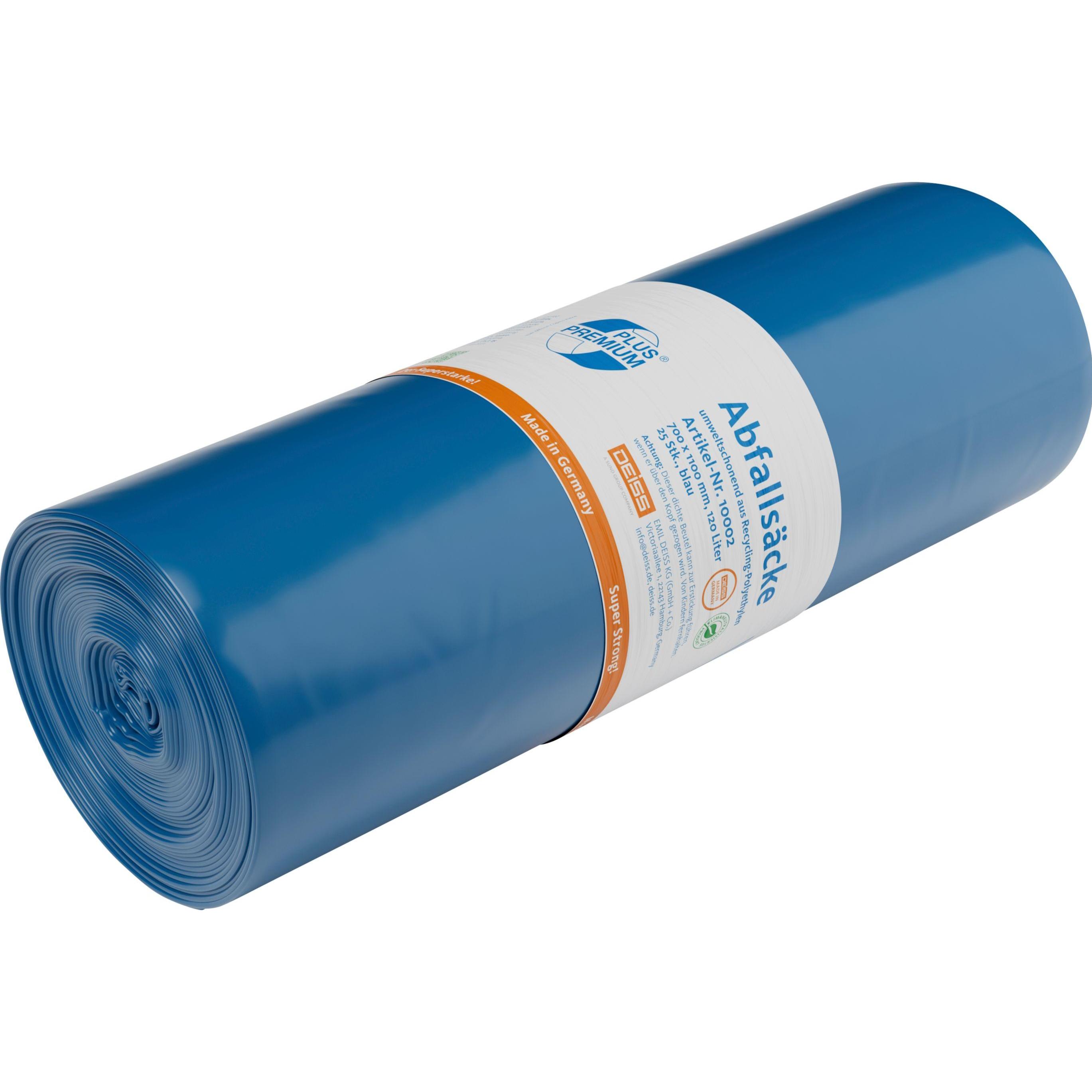 Thumbnail - Deiss Kunststoffsack 120l Premium 700x1100mm 82my blau (Pack mit 25 St), Abfallsack, Blau