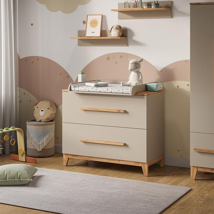 Actual product image Vicco Changing table Malia, Cashmere/Artisan, 108 x 98 cm with 2 drawers