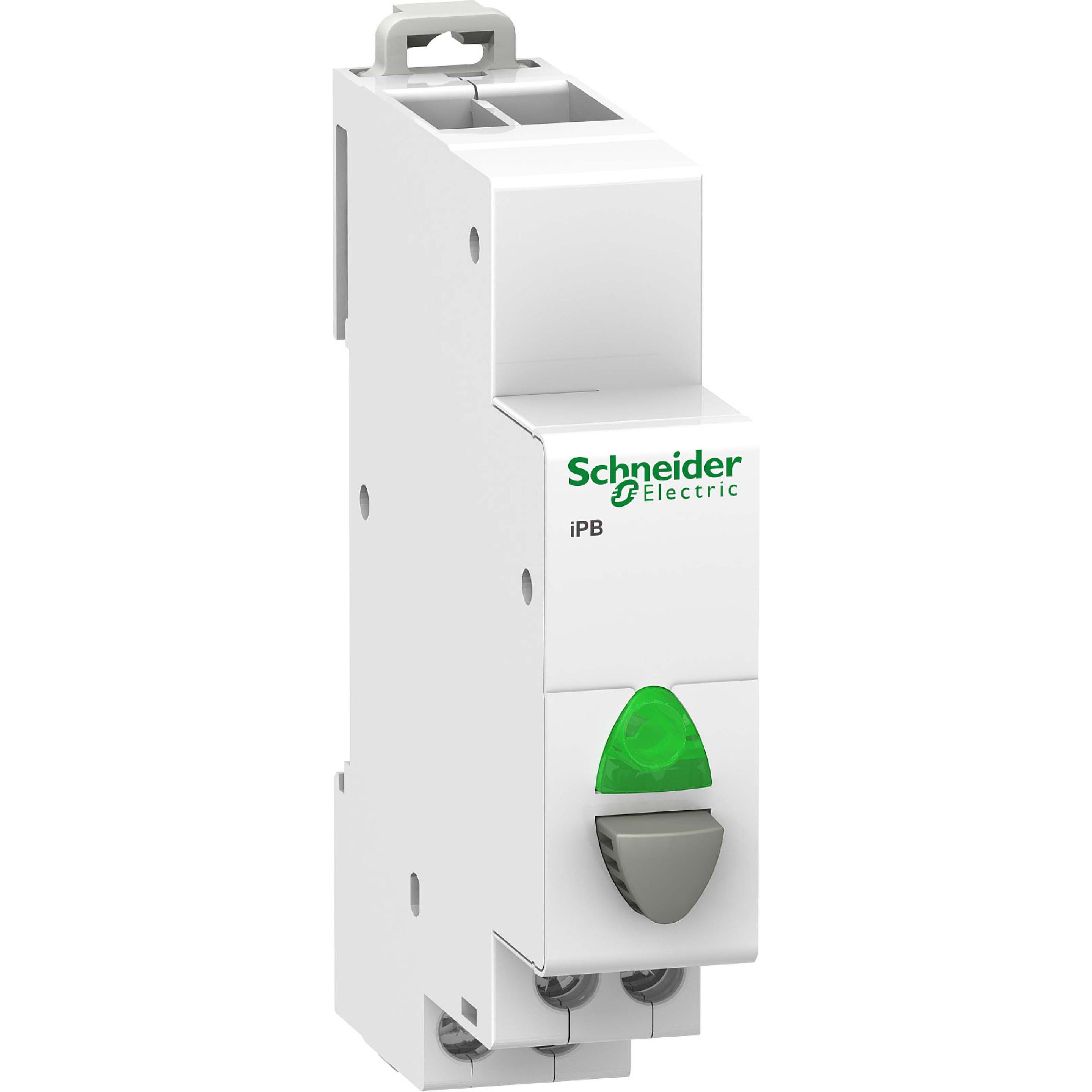 Schneider Electric Acti9 iPB 1NC Grey Button - Red Lamp, Taster + Schalter, Grau