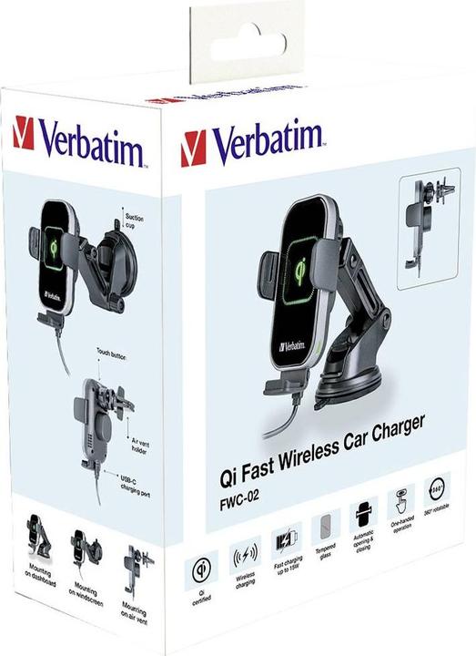 Produktbild Verbatim Fast Qi Fast Wireless Car Charger USB-C 15W FWC-02