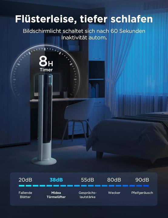 Actual product image Midea Turmventilator mit Fernbedienung und Timer (45 dB)
