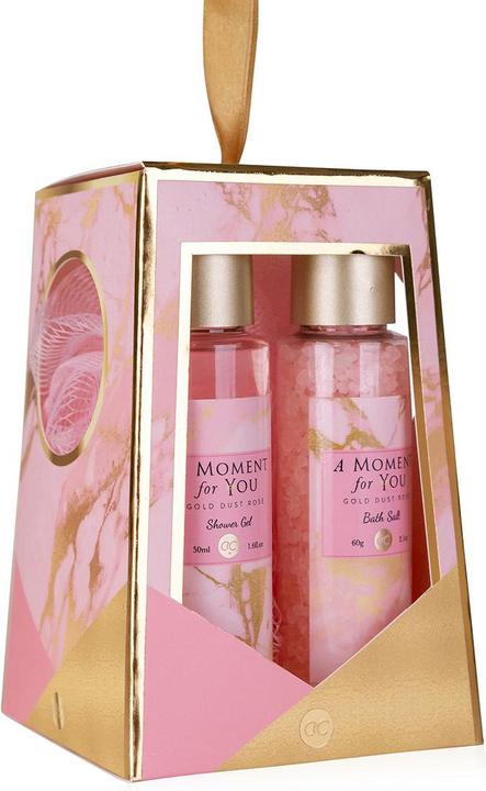 Produktbild Accentra Badeset A MOMENT FOR YOU in Geschenkbox, inkl. 50ml Duschgel, 60g Badesalz, 15g Netzschwamm, Duft: G (Haarpflege set)